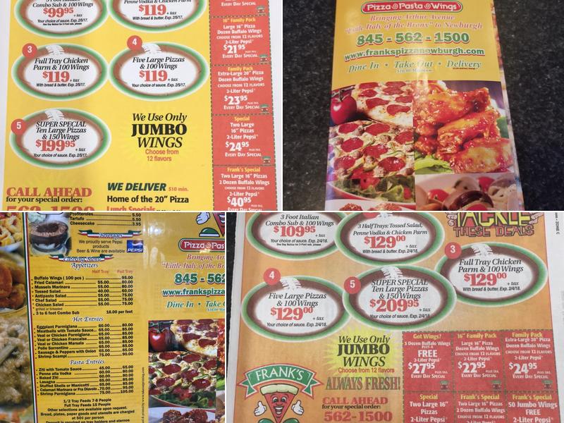 Frank's Pizza Menu
