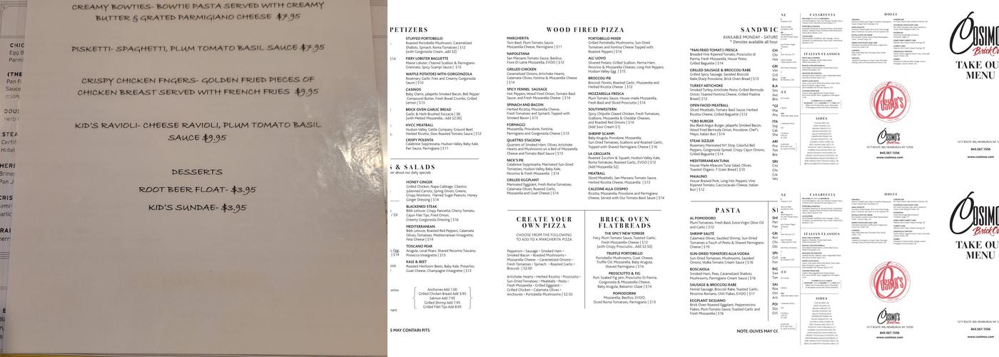 Cosimo's Menu