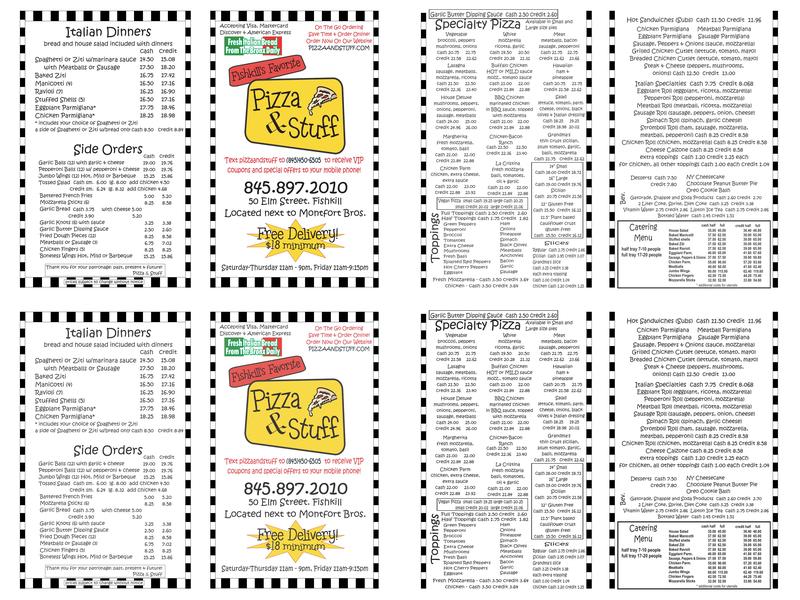 Pizza & Stuff Menu