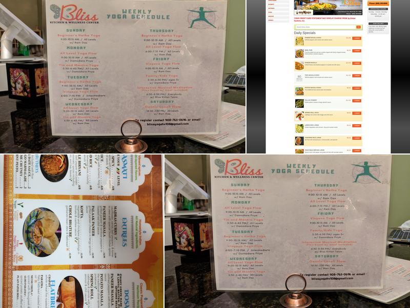 Bliss Kitchen Menu