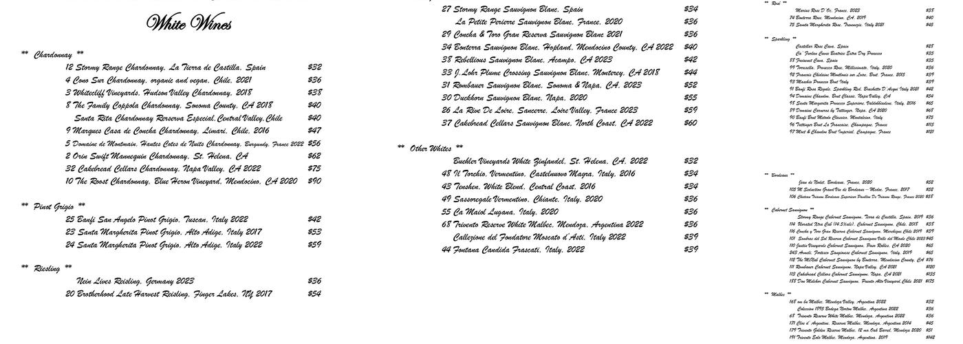 North Plank Road Tavern Menu