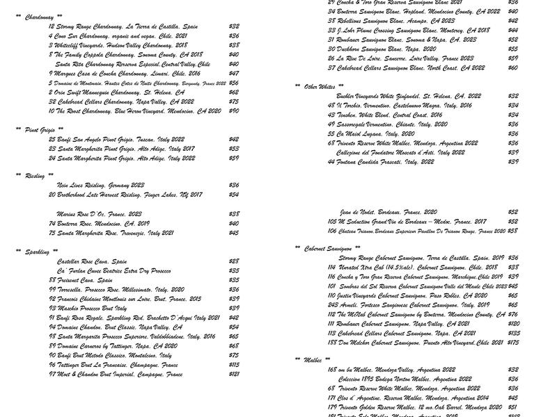 North Plank Road Tavern Menu