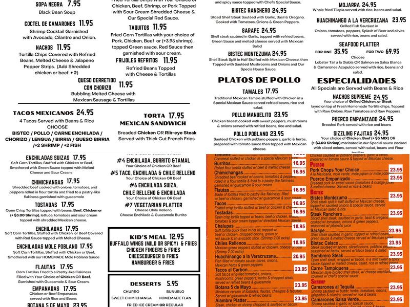 Chilito's Restaurant Menu