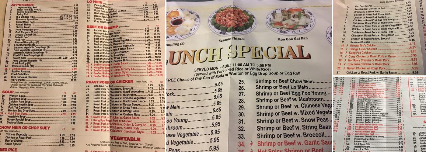 Chinatown AA Menu