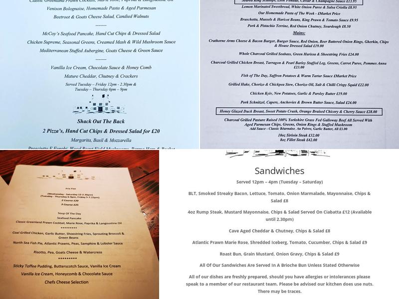 The Crathorne Arms Menu