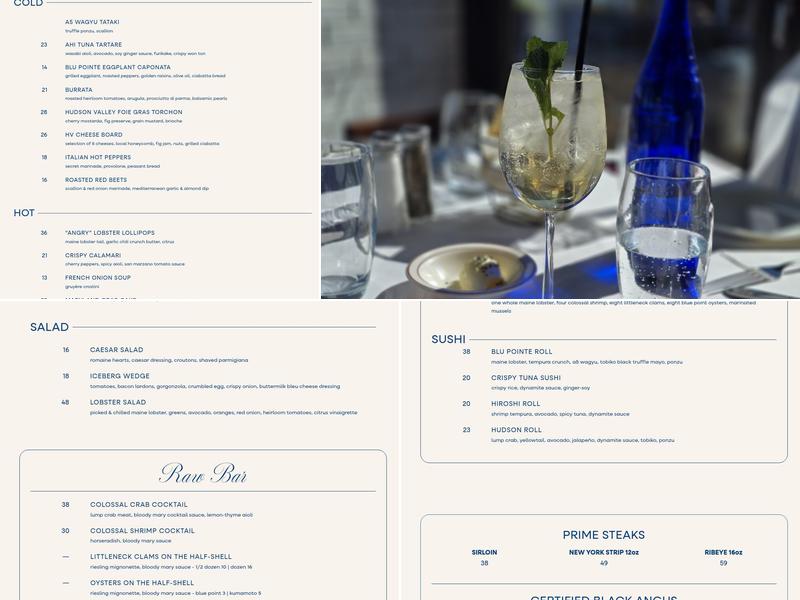 Blu Pointe Menu