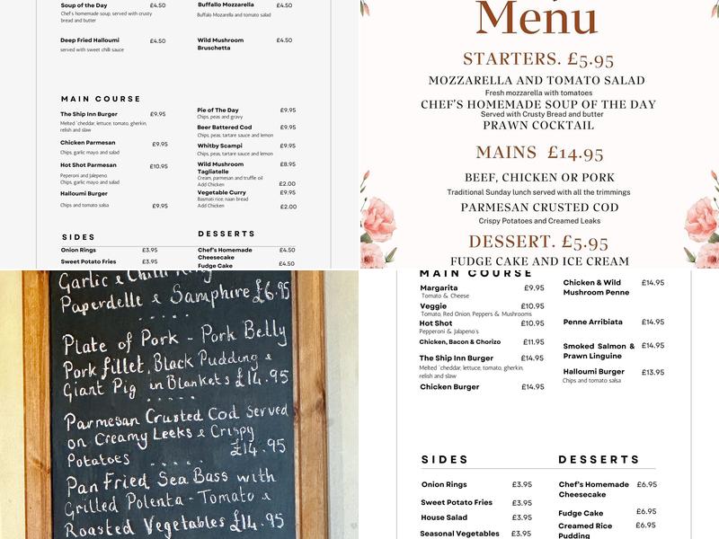 The Ship Inn Low Worsall Menu