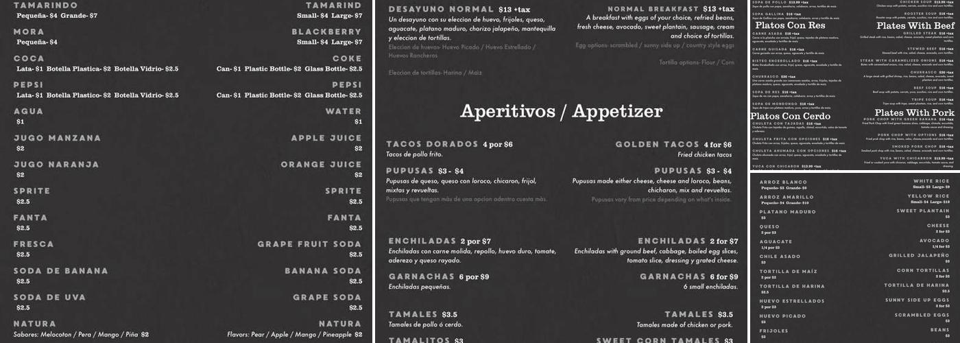 Andrea C’s Restaurant Menu