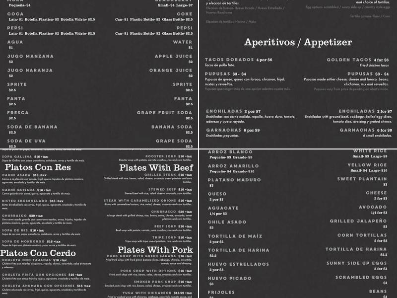 Andrea C’s Restaurant Menu