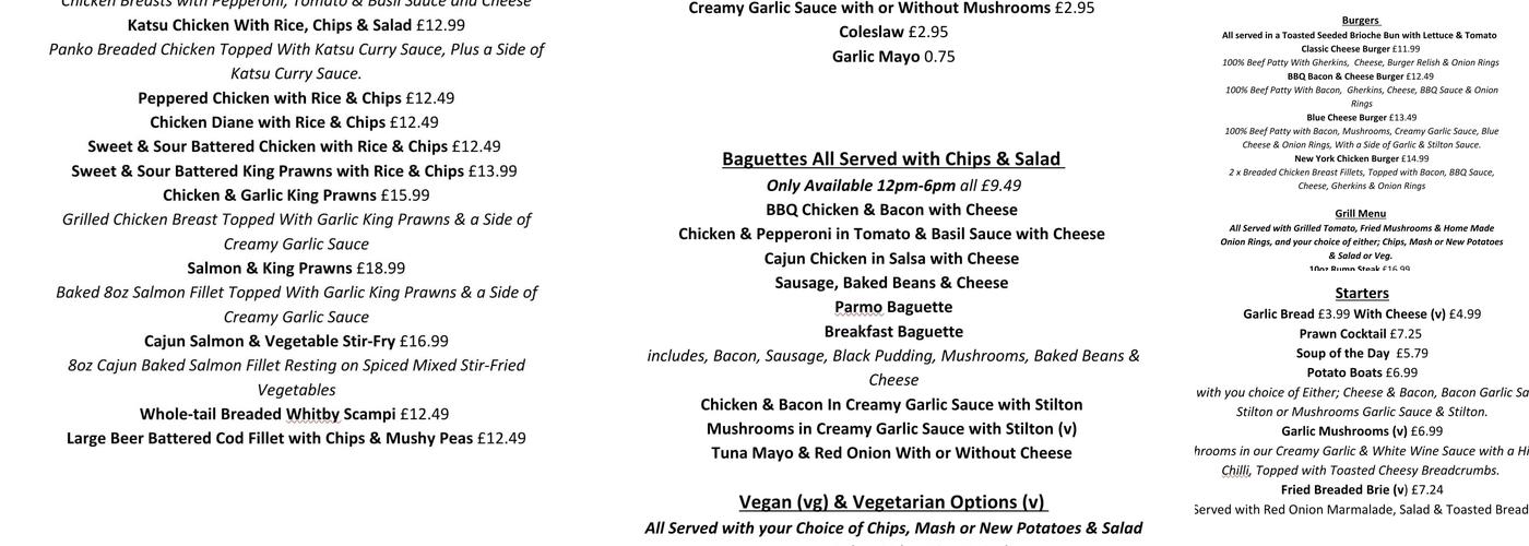 The Hope & Anchor Menu