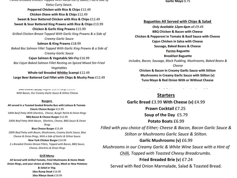 The Hope & Anchor Menu