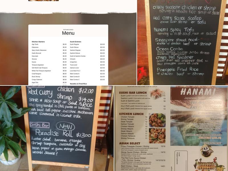 Hanami Japanese Restaurant Menu