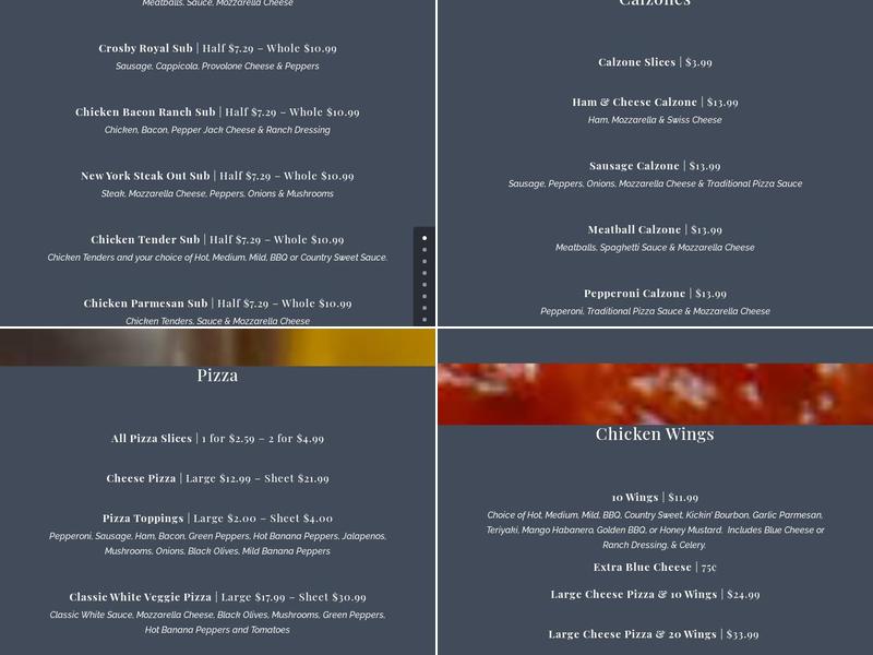 Crosby's - Lockport Menu