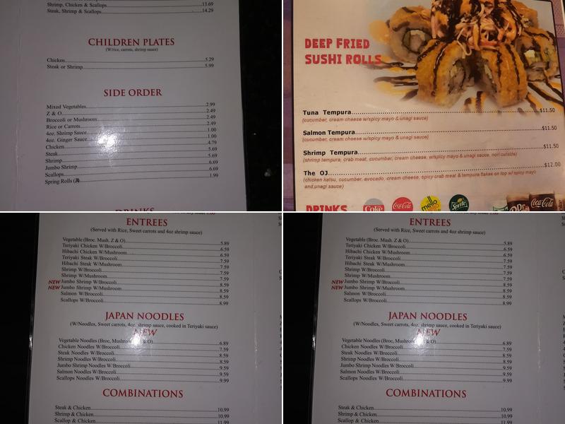 Japan Express Menu