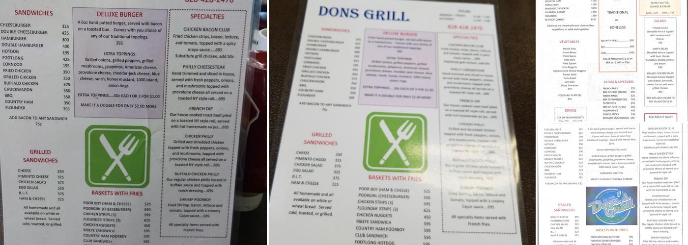 Don's Grill Menu