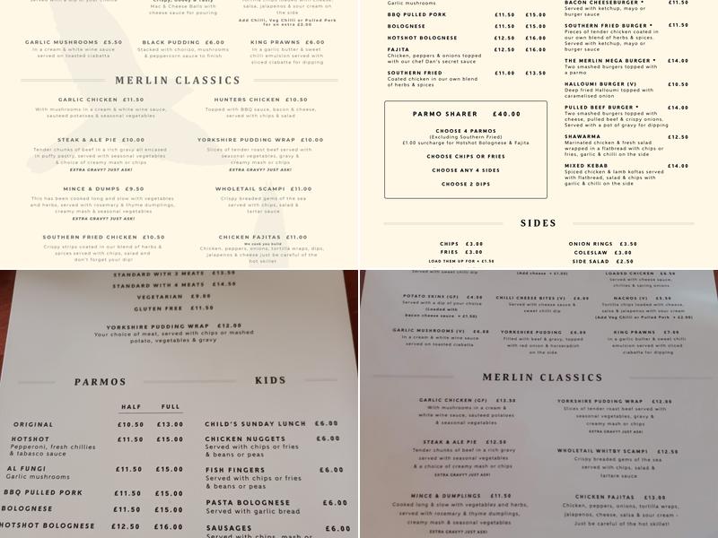 The Merlin Billingham Menu