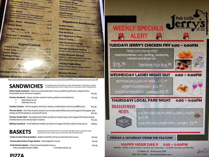 Jerry's Pub Grille Menu