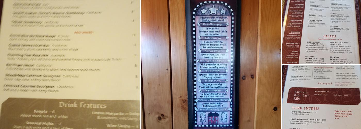 Fieldstone Country Inn Menu
