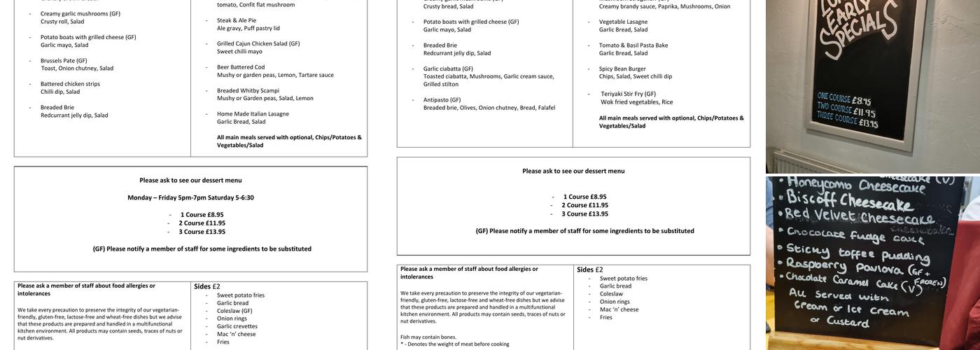 The Blue Bells Inn Menu