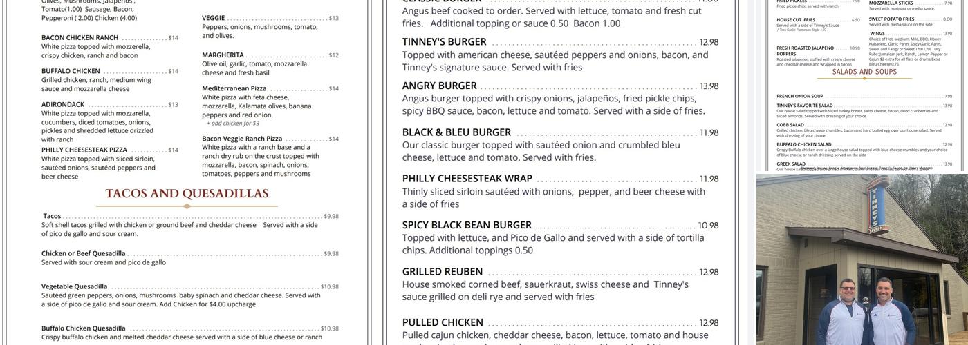 Tinneys Tavern Menu