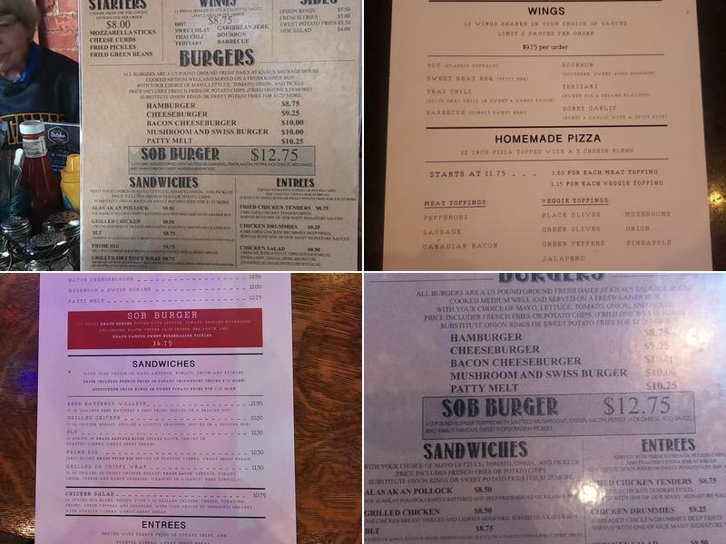 S.O.B's Menu