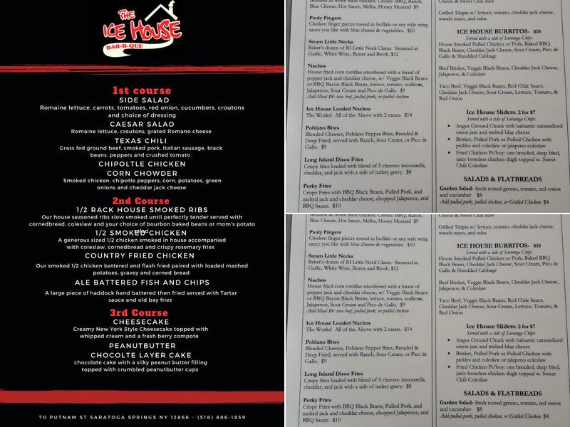 The Ice House Menu