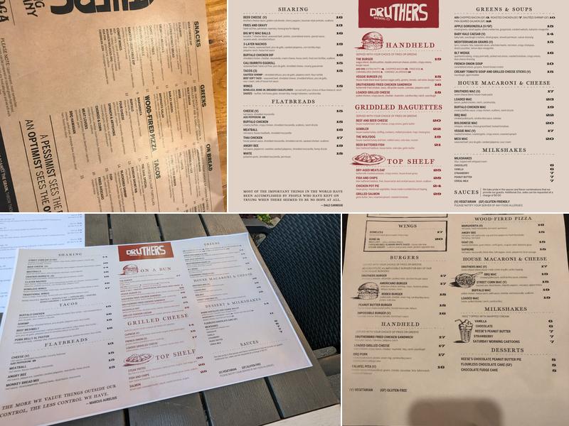 Druthers Brewing Company Menu