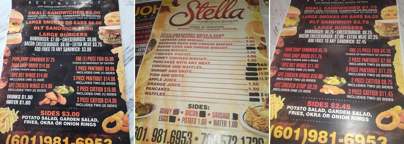 Big John's Restaurant Menu
