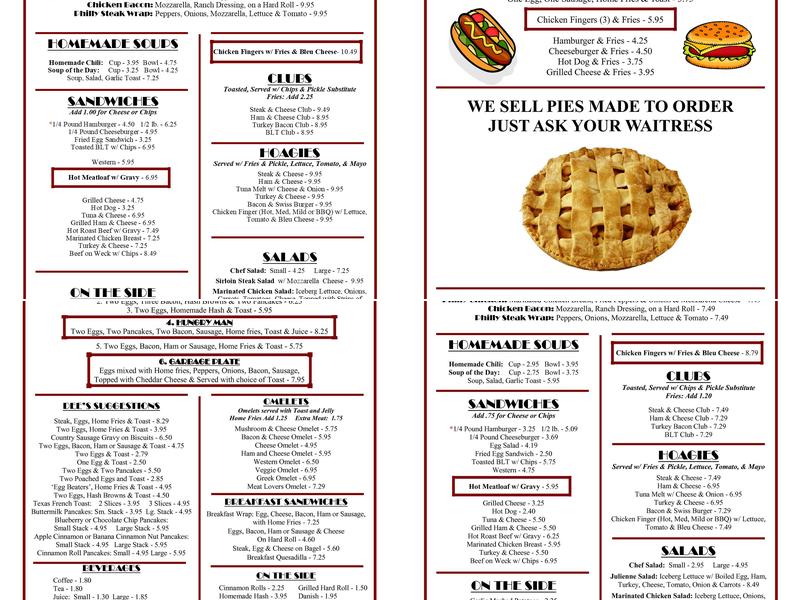 Dee's Sugar Shack Menu