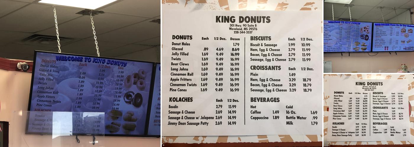 KING DONUTS Menu