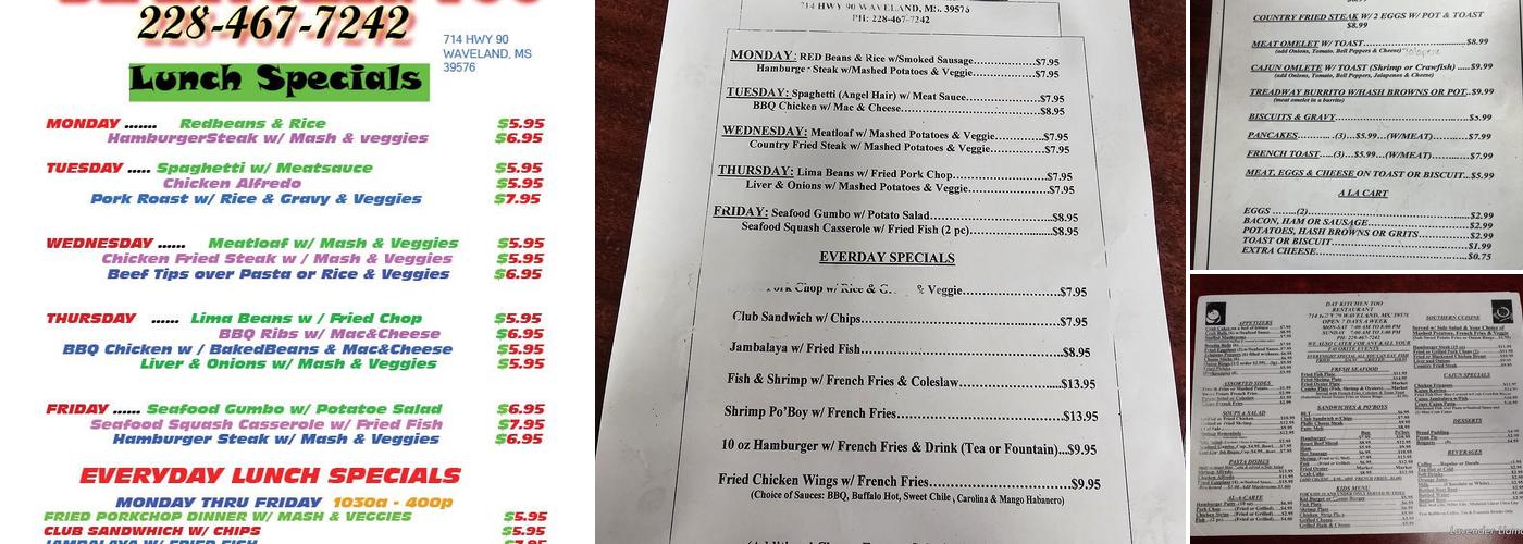 Dat Kitchen Too Menu