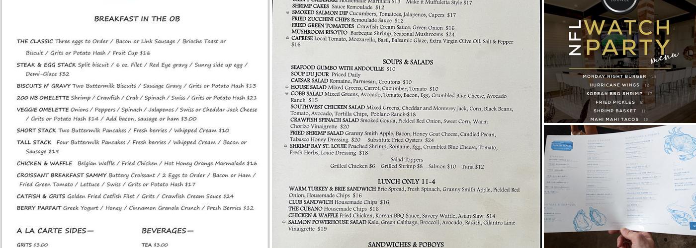 200 North Beach Restaurant and Bar Menu