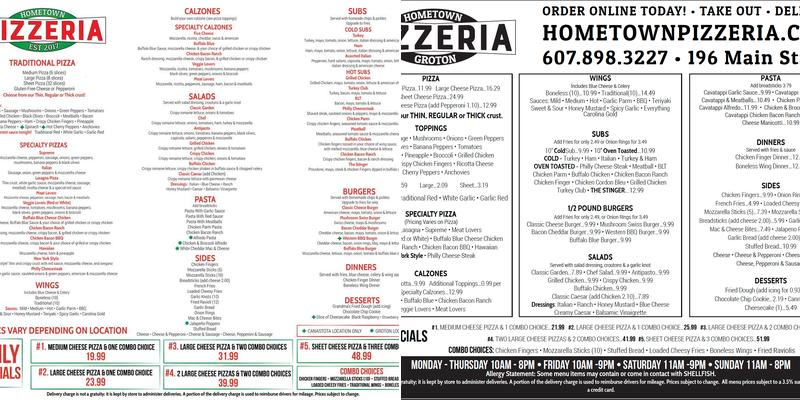 Hometown Pizzeria Groton Menu