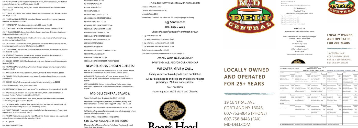 M&D Deli Central Menu