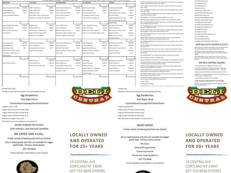 M&D Deli Central Menu