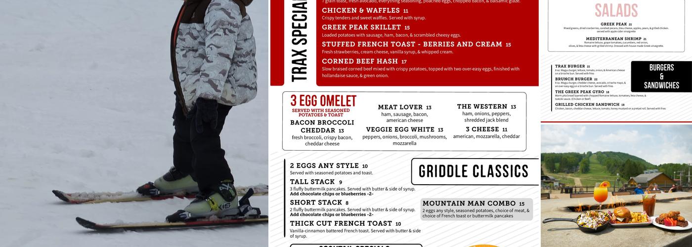 Trax Pub & Grill Menu