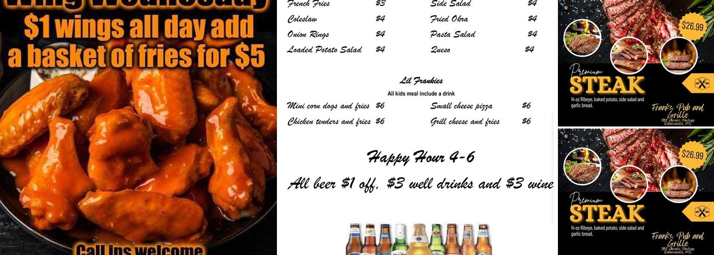 Frank's Pub and Grille Menu