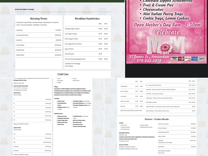 Rosito's Bakery Menu