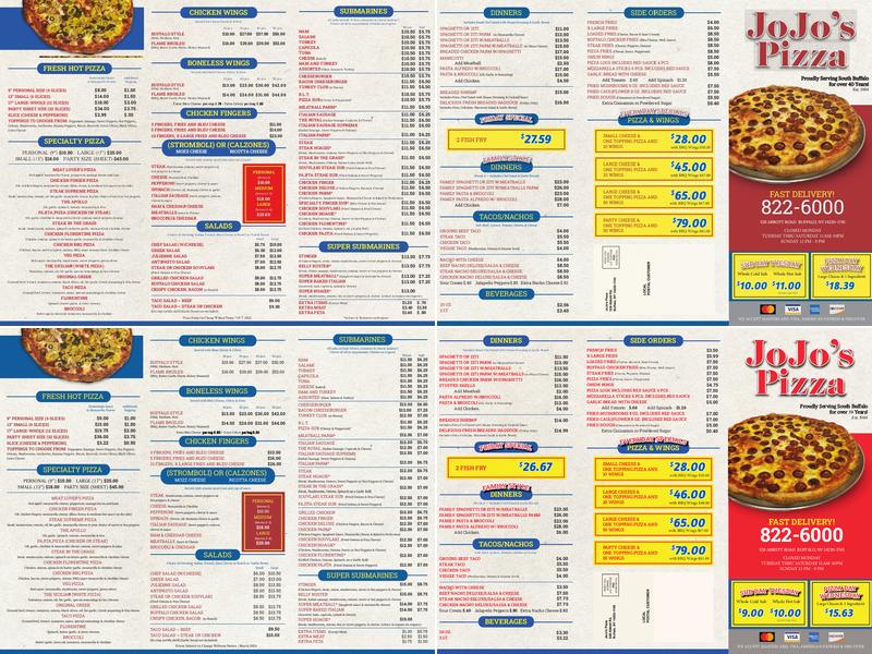 Jo Jo's Pizza & Subs Inc Menu