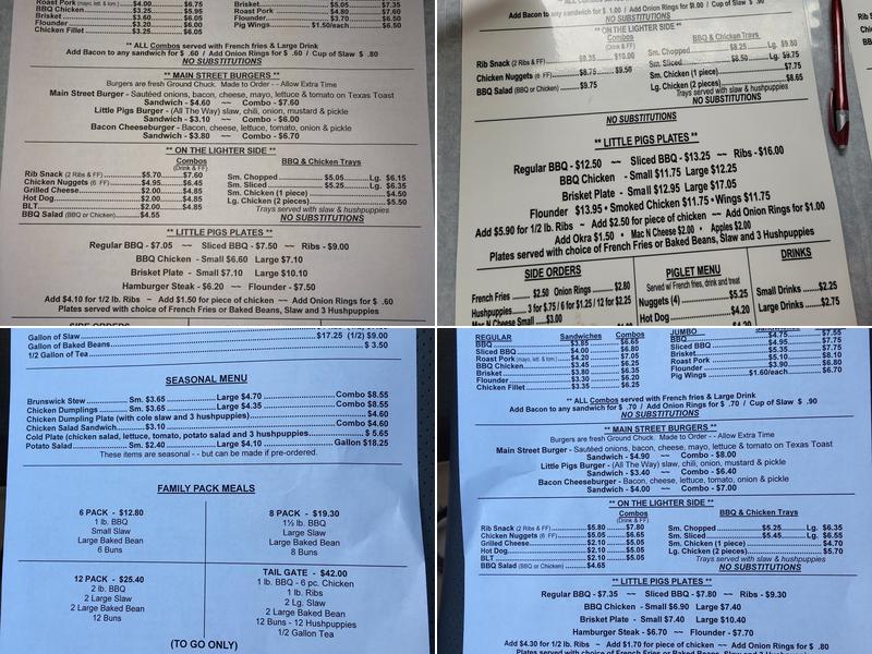 Little Pigs Barbecue Menu