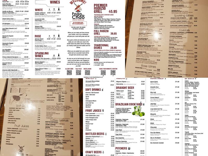 Fogo de Chão Brazilian Steakhouse Menu