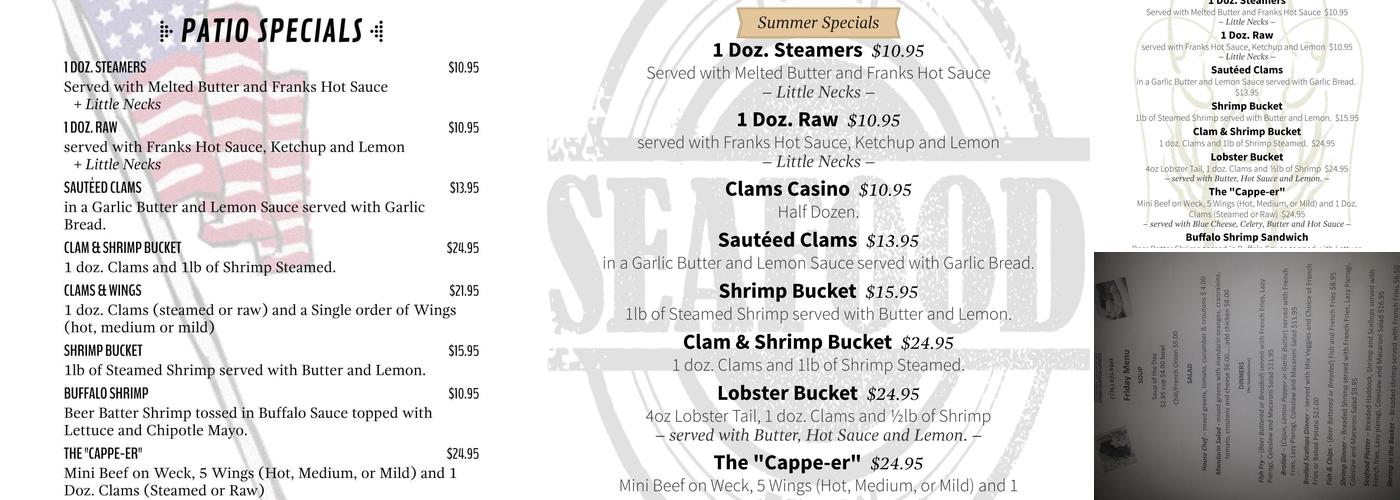 The Nite Cappe Steak And Seafood Restaurant Menu