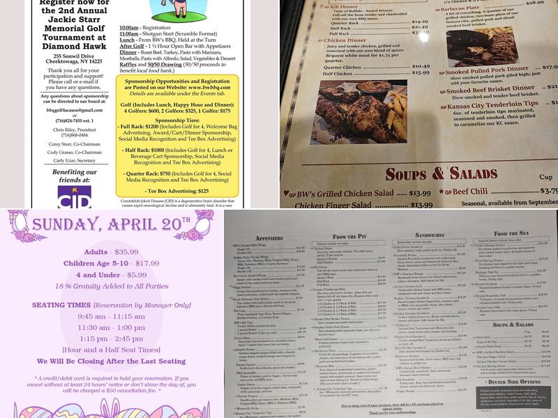 BW's Smokin' Barrels Barbecue Menu