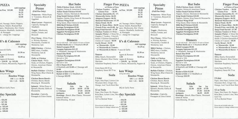 Pizza Plus Menu