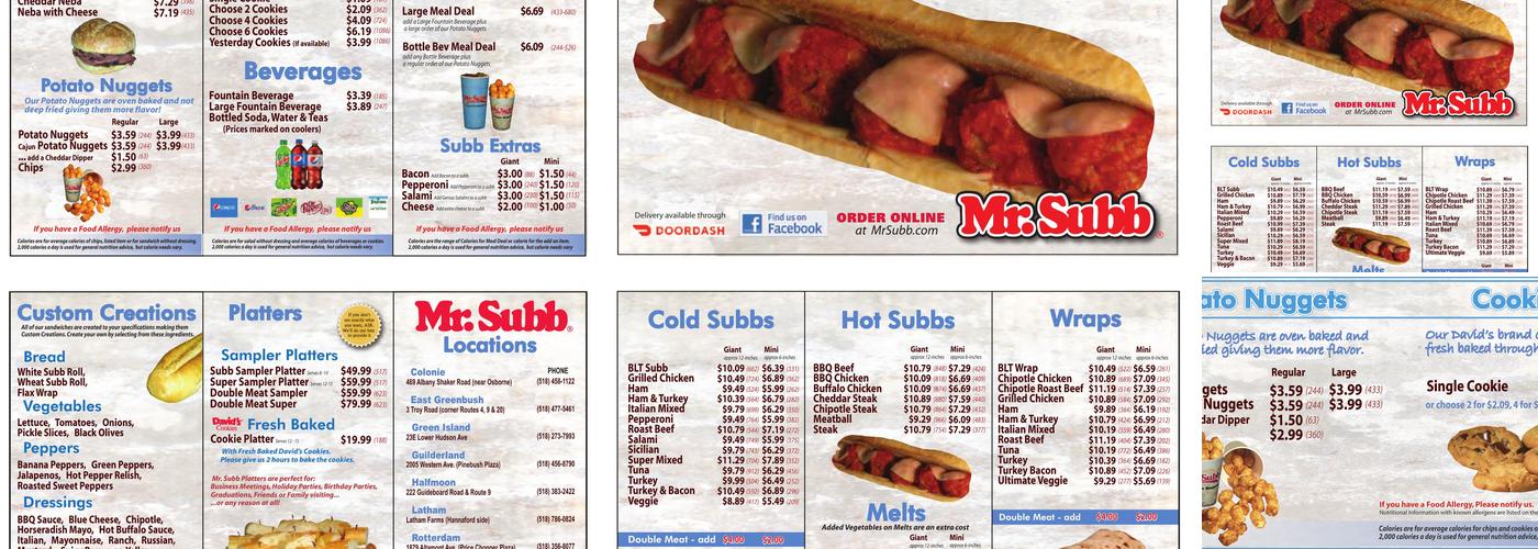 Mr. Subb - Hoosick St. Menu