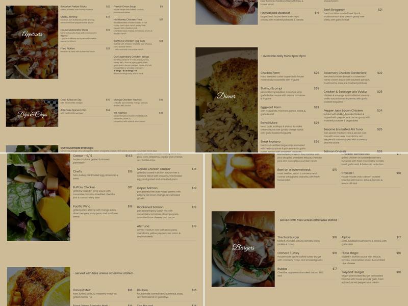Scarboroughs Restaurant Menu