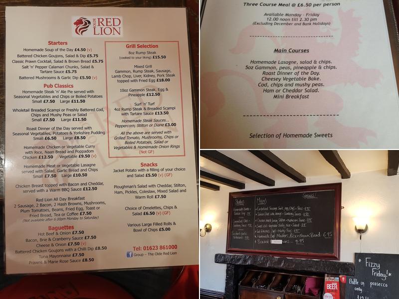 Olde Red Lion Menu
