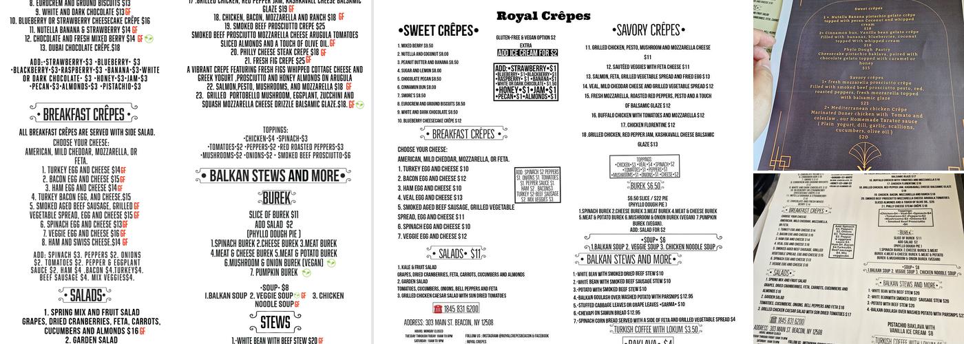 Royal Crepes Menu