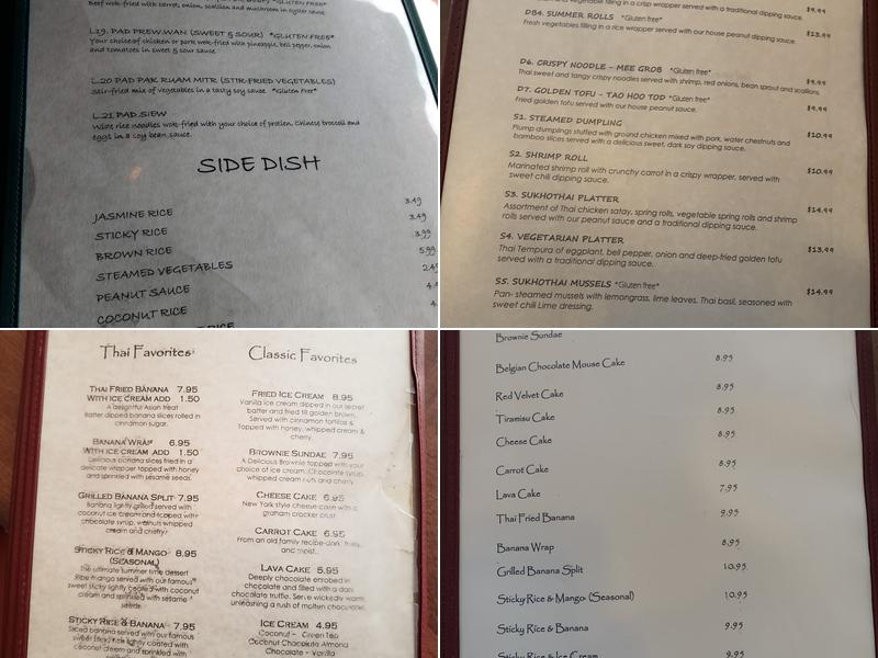 Sukhothai Menu