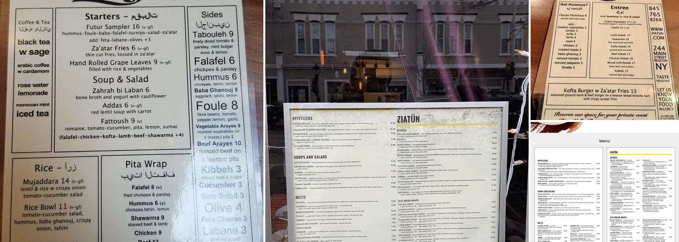 Ziatun Menu